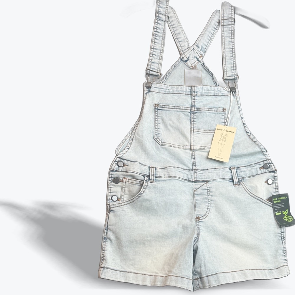 Denim Overall Shorts Girls Size L Love‎ Trends Romper Light Wash New